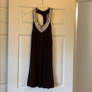 Brown Summer Dress with Beaded Detail
